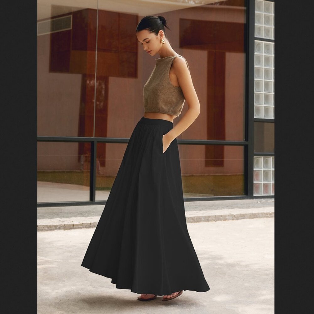 Commense Black Maxi Skirt